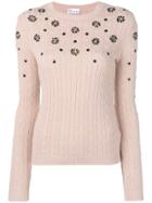 Red Valentino Embellished Cable Knit Jumper - Pink