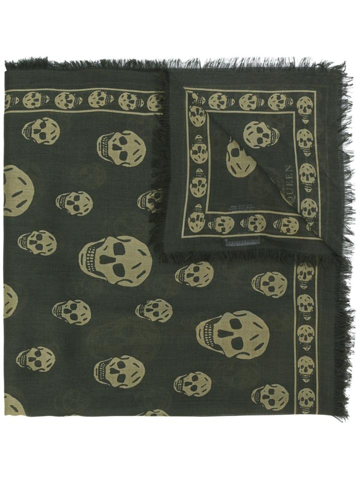 Alexander Mcqueen Classic Skull Scarf - Green