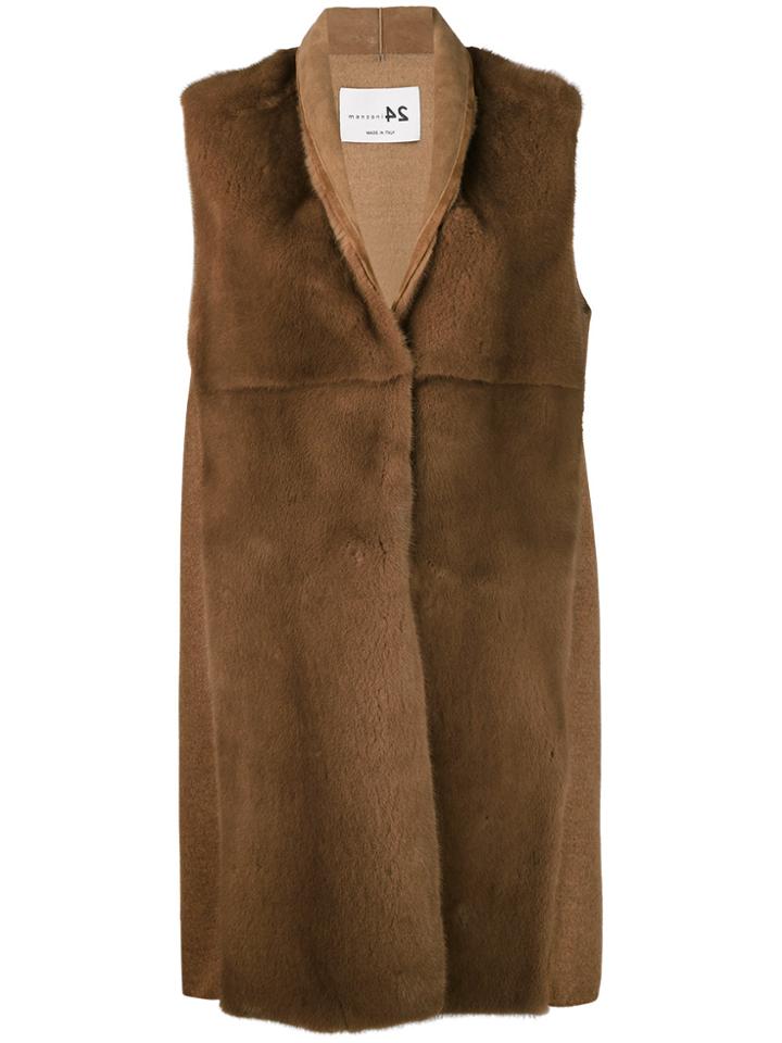 Manzoni 24 Sleeveless Fur Jacket - Nude & Neutrals