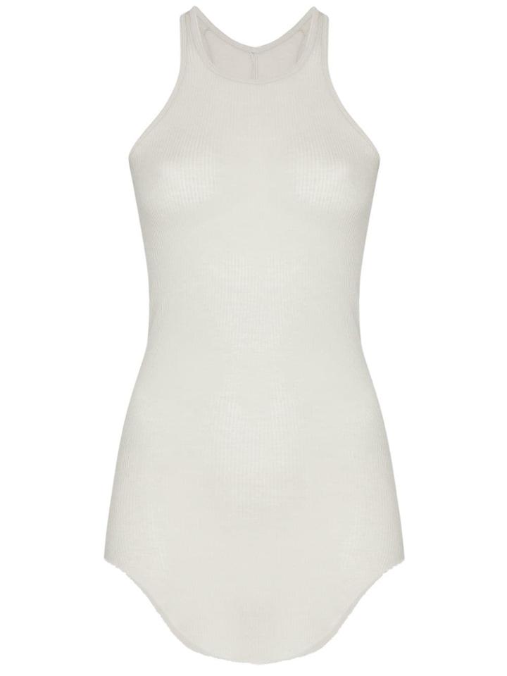 Rick Owens Sleeveless Ribbed Silk Blend Tank Top - Grey
