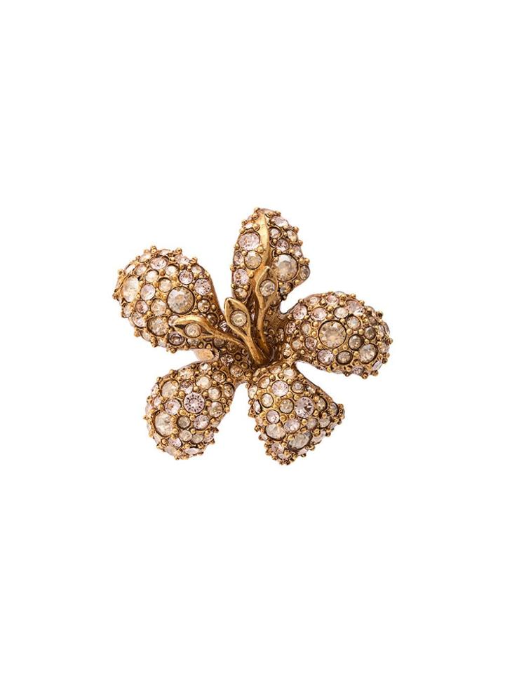 Oscar De La Renta Pavé Flower Ring - Gold