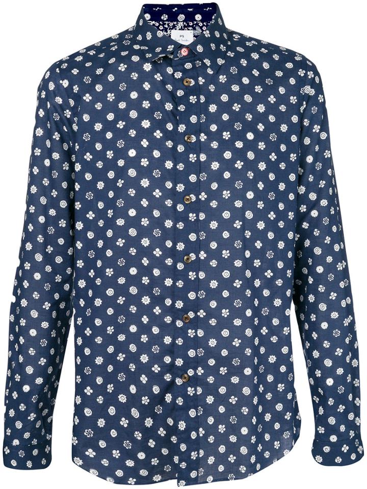 Ps By Paul Smith Illustrated Floral Print Shirt - Blue