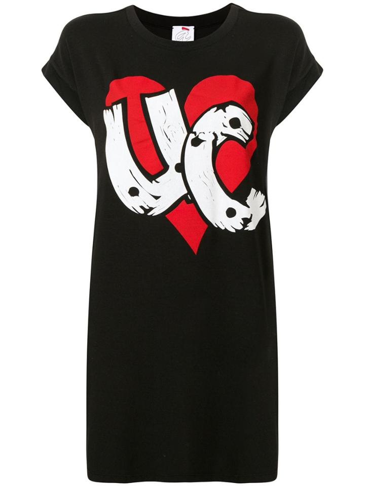 Ultràchic Long Graphic Print T-shirt - Black
