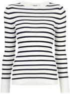 Sea Striped Fitted Sweater - White