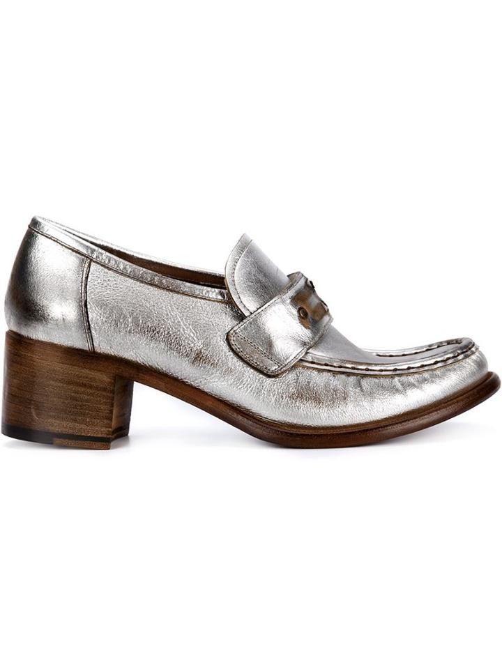 Silvano Sassetti Chunky Heel Metallic Loafers