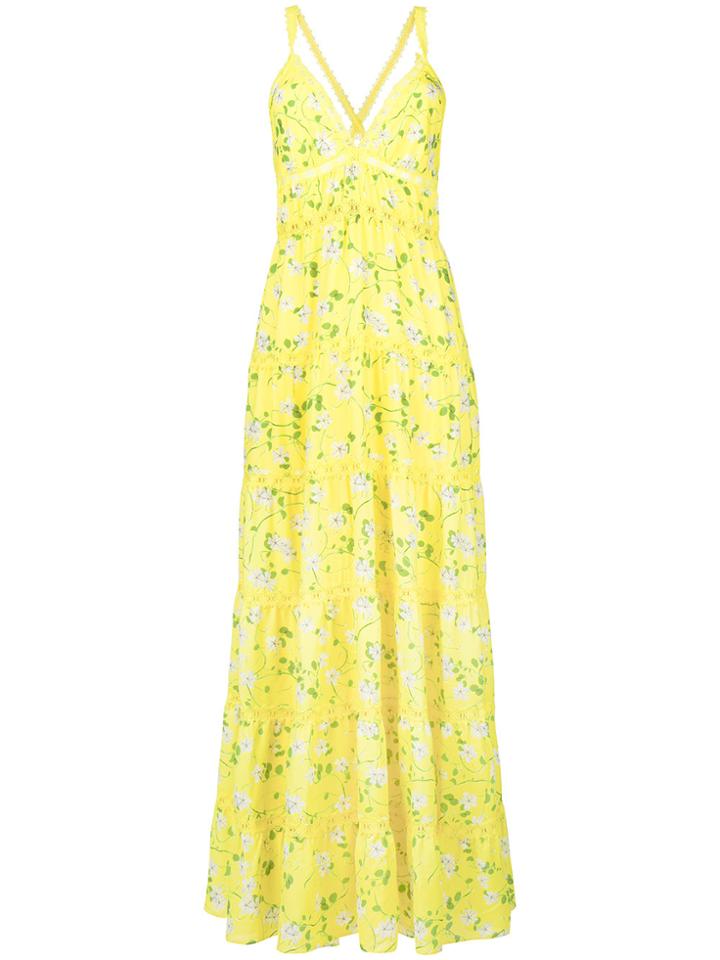 Alice+olivia Long Floral Print Dress - Yellow & Orange