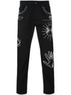 Valentino Embellished Symbol Straight-leg Jeans, Men's, Size: 28, Black, Polyester/cotton/polyester