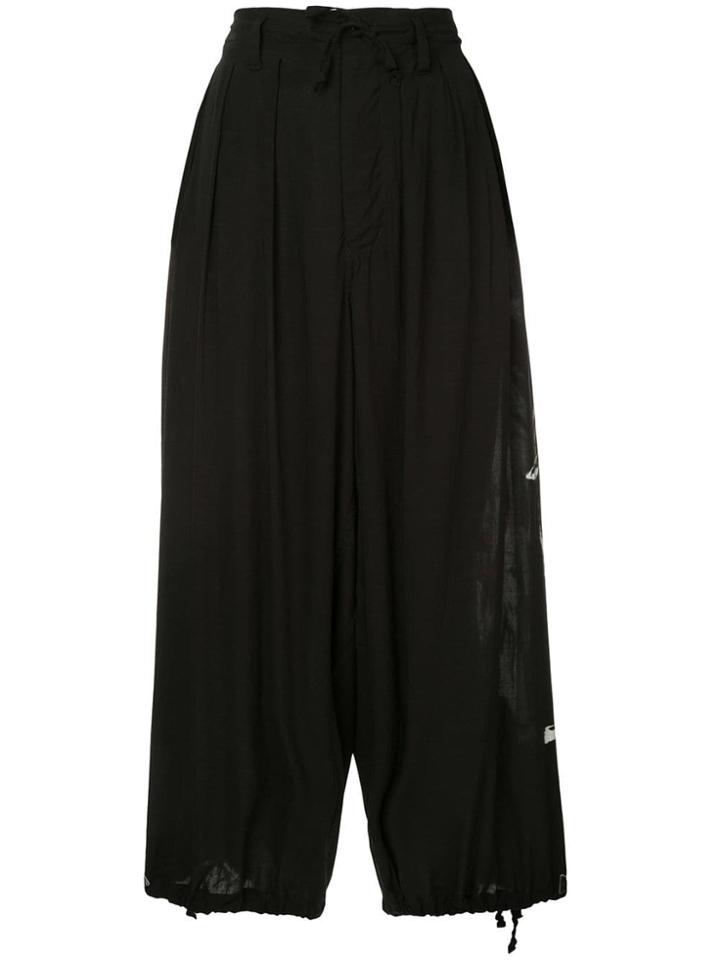Yohji Yamamoto Printed Harem Trousers - Black