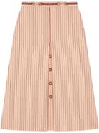 Gucci Wool Skirt With Gg Buttons - Nude & Neutrals