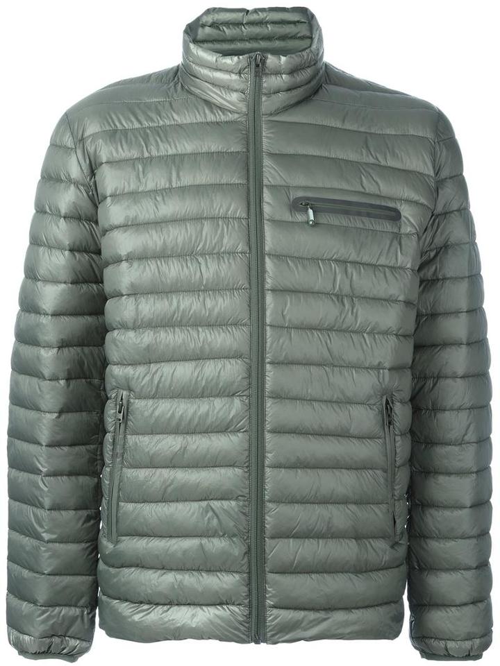 Closed Zip Pocket Padded Jacket, Men's, Size: Medium, Green, Polyamide