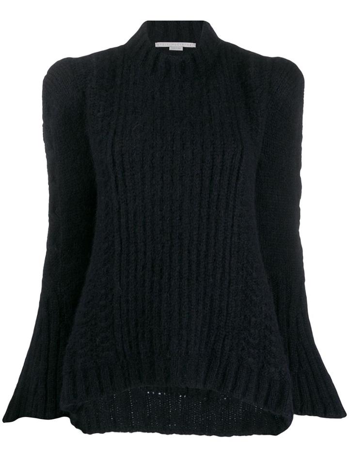 Stella Mccartney Rib-knit Structured-shoulder Jumper - Blue