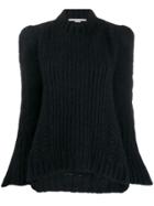 Stella Mccartney Rib-knit Structured-shoulder Jumper - Blue