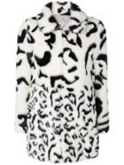 Shrimps Lassie Animal Print Faux Fur Coat - White