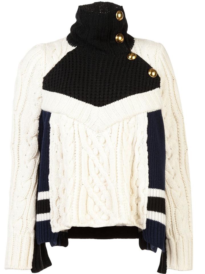 Sacai Deconstructed Cable Knit Sweater - White