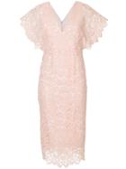 Ginger & Smart Floral Lace Shortsleeved Dress - Pink & Purple