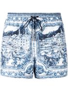Dolce & Gabbana - Printed Swim Shorts - Men - Polyester - 4, Blue, Polyester
