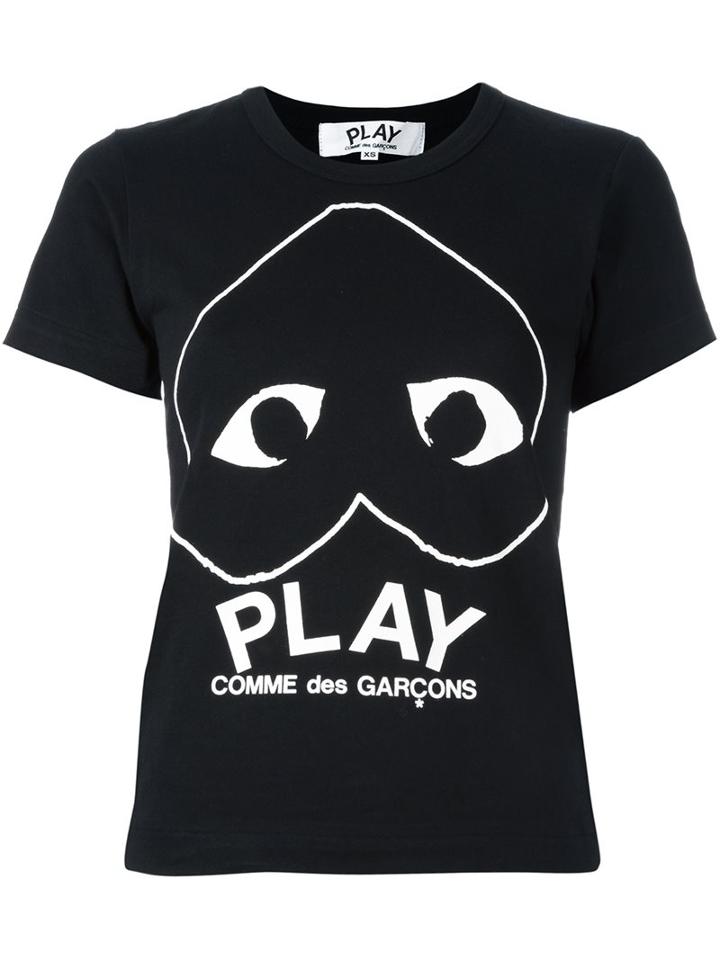 Comme Des Garçons Play Logo Print T-shirt, Women's, Size: Xs, Black, Cotton