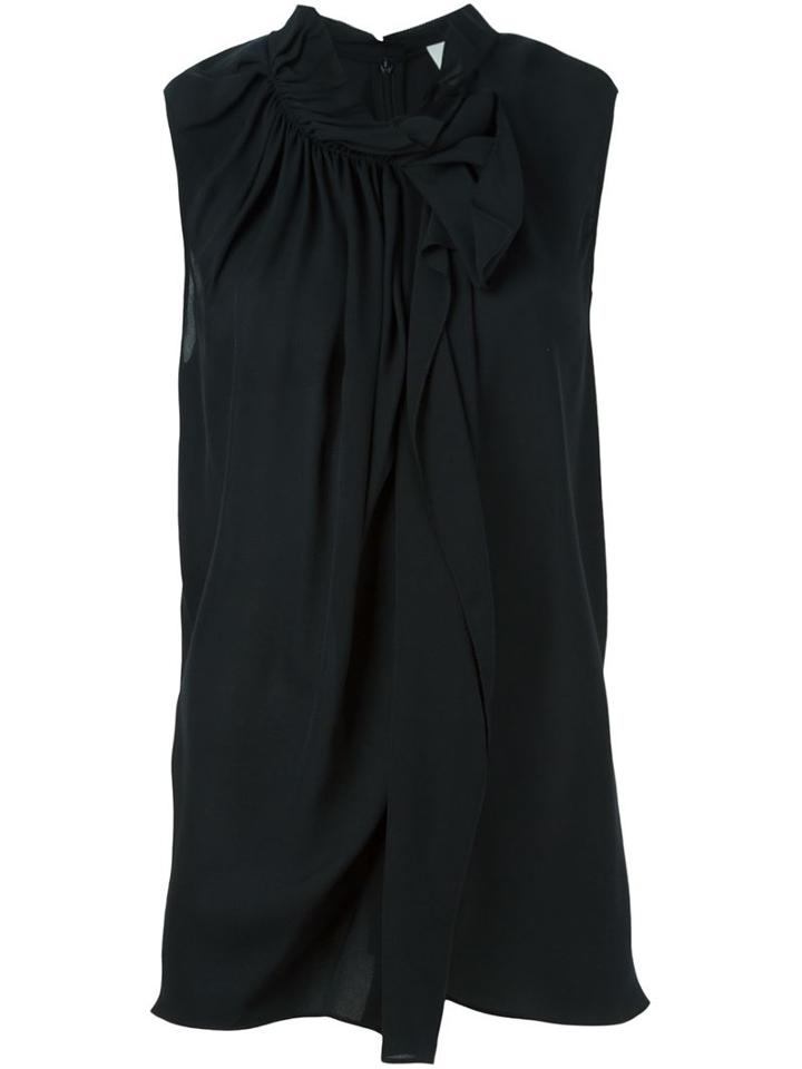 3.1 Phillip Lim Gathered Neck Top, Women's, Size: 10, Black, Silk