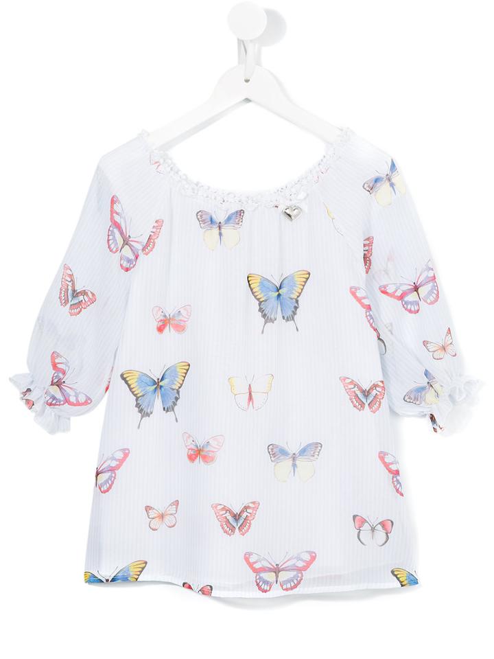 Miss Blumarine Butterfly Print Blouse, Girl's, Size: 12 Yrs, White