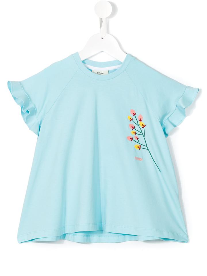 Fendi Kids Flared T-shirt, Girl's, Size: 7 Yrs, Blue