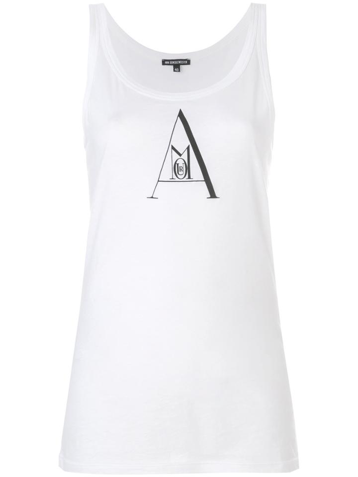 Ann Demeulemeester Blanche Logo Print Top - White