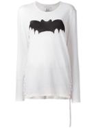 Zoe Karssen Bat Print T-shirt, Women's, Size: Medium, White, Cotton/linen/flax
