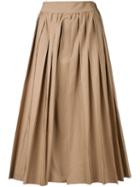 Muveil Pleated Cropped Trousers, Women's, Size: 38, Brown, Cotton/polyester
