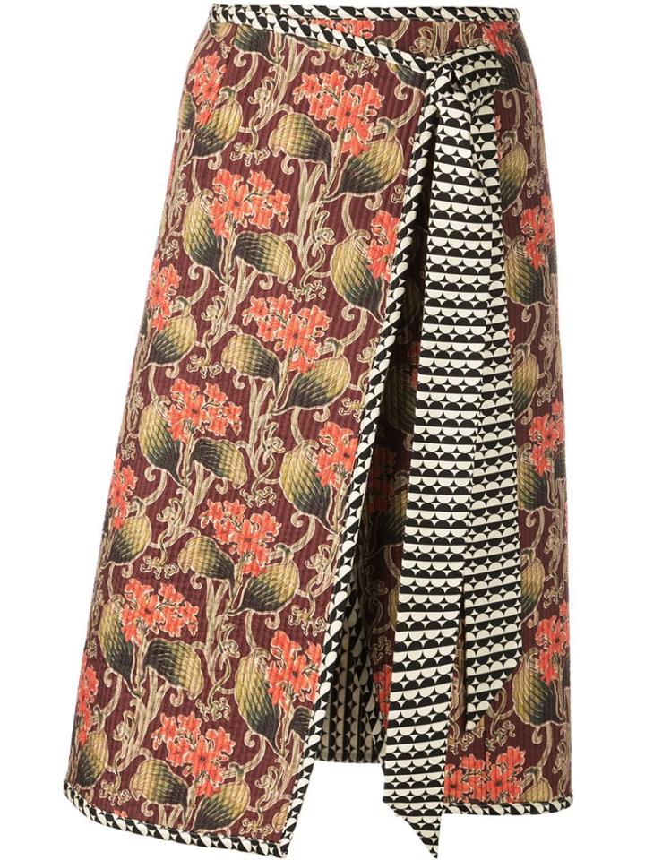 Oscar De La Renta Mixed Print Wrap Skirt - Pink