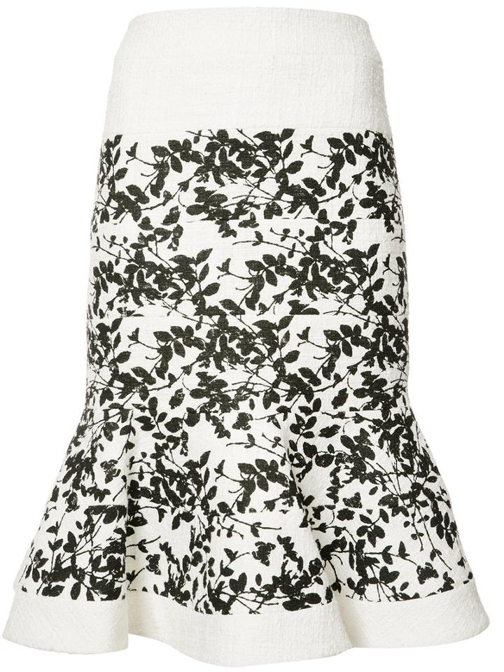 Carolina Herrera - Floral Jacquard Trumpet Skirt - Women - Cotton/viscose - 14, White, Cotton/viscose