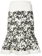 Carolina Herrera - Floral Jacquard Trumpet Skirt - Women - Cotton/viscose - 14, White, Cotton/viscose