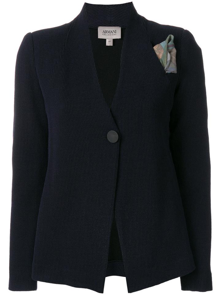 Armani Collezioni Printed Button Blazer - Blue