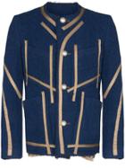 Sulvam Collarless Wool Jacket - Blue