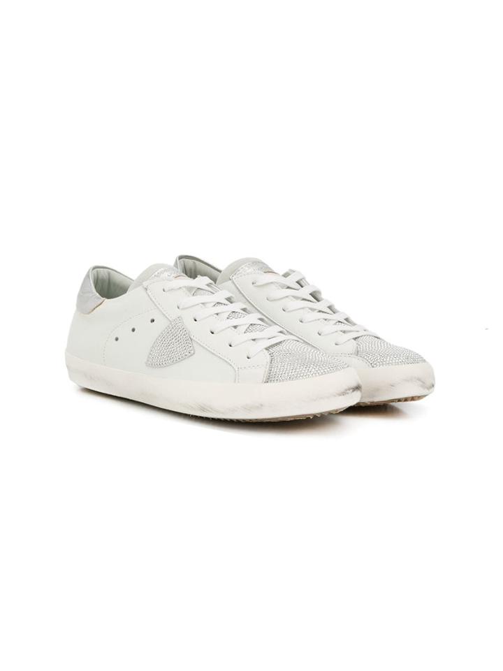 Philippe Model Kids Teen Glitter Stone Detailed Sneakers - White