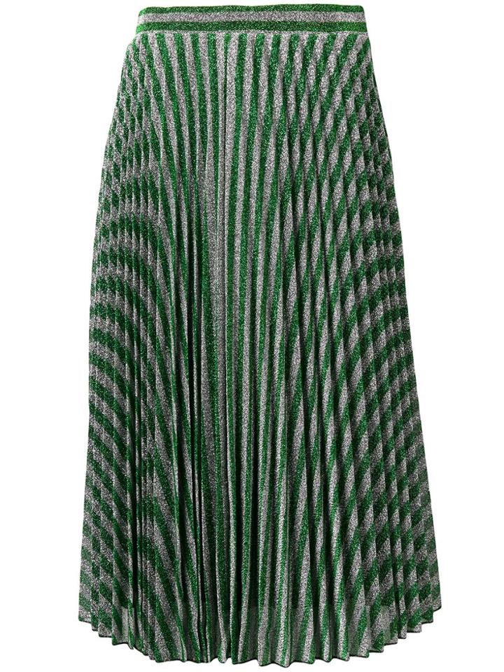 Essentiel Antwerp Flared Pleated Midi Skirt - Green