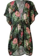 Amir Slama Floral Print Beach Dress, Women's, Size: P, Green, Silk/viscose