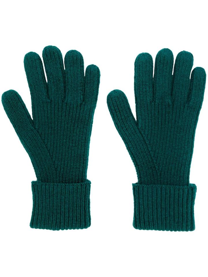 N.peal Ribbed Knitted Gloves - Green