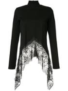 Le Ciel Bleu Lace-hem Funnel Neck Top - Black