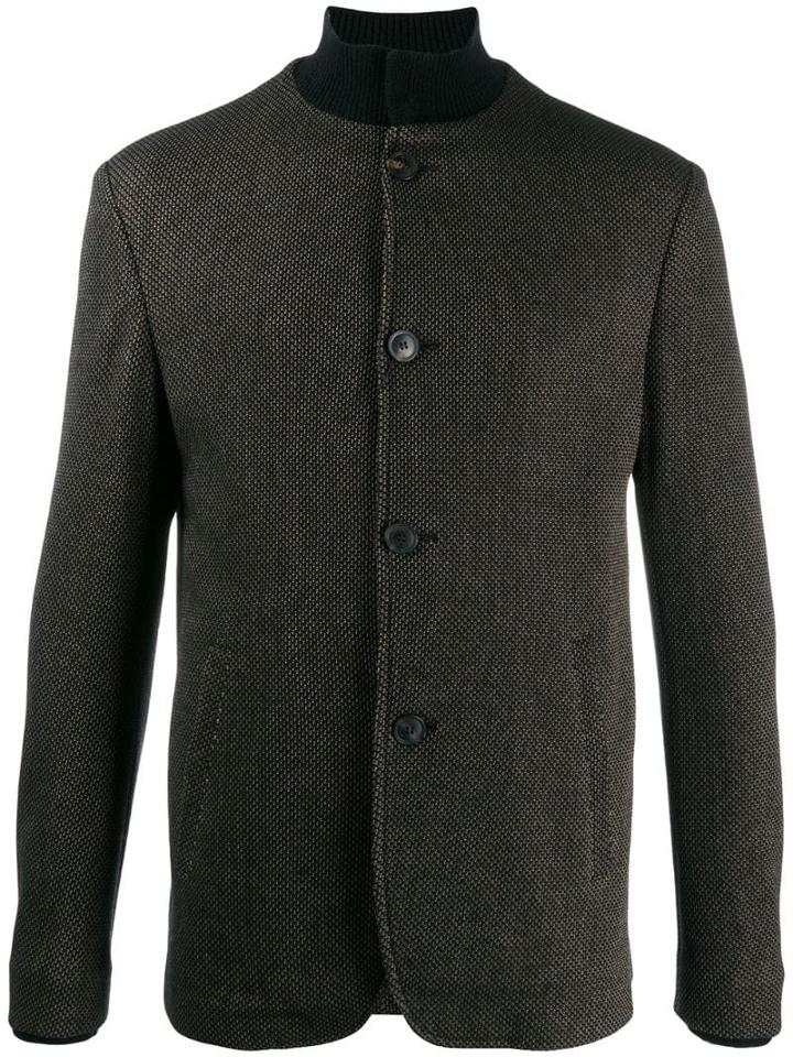 Emporio Armani Tweed Buttoned Jacket - Brown