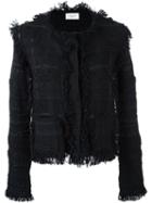 Lanvin Rough Edged Tweed Jacket, Women's, Size: Small, Black, Silk/polyamide/polyester/alpaca