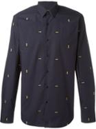 Fendi Light Bulb Embroidered Shirt, Men's, Size: 40, Blue, Cotton