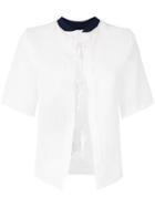 Steven Tai Short Sleeve Tie Front Blouse - White