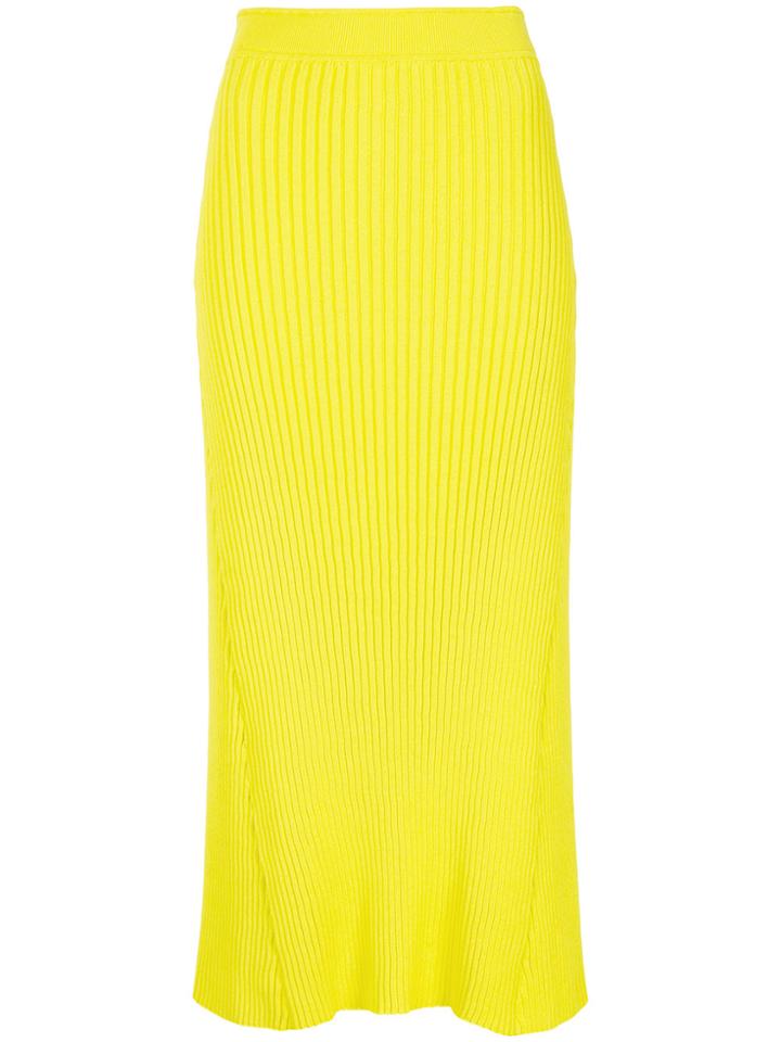 Le Ciel Bleu Rib Knit Midi Skirt - Yellow & Orange