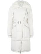 Diesel Fur Collar Zip Coat, Women's, Size: Small, White, Feather Down/nylon/polyester