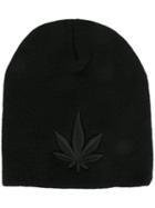 Palm Angels Logo Embroidered Ribbed Beanie, Adult Unisex, Black, Cotton/acrylic