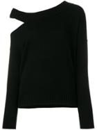 Vince Asymmetric Cut Out Sweater - Black