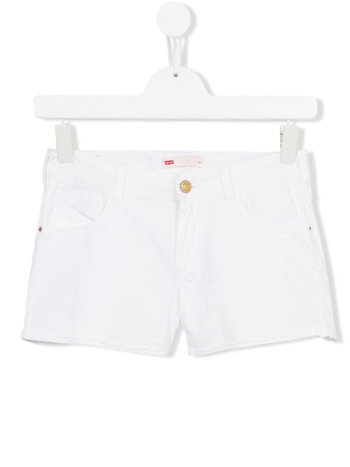 Levi's Kids Frayed Edge Denim Shorts, Girl's, Size: 14 Yrs, White