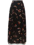 Red Valentino Floral Print Skirt, Women's, Size: 44, Black, Polyamide/polyester/spandex/elastane/silk
