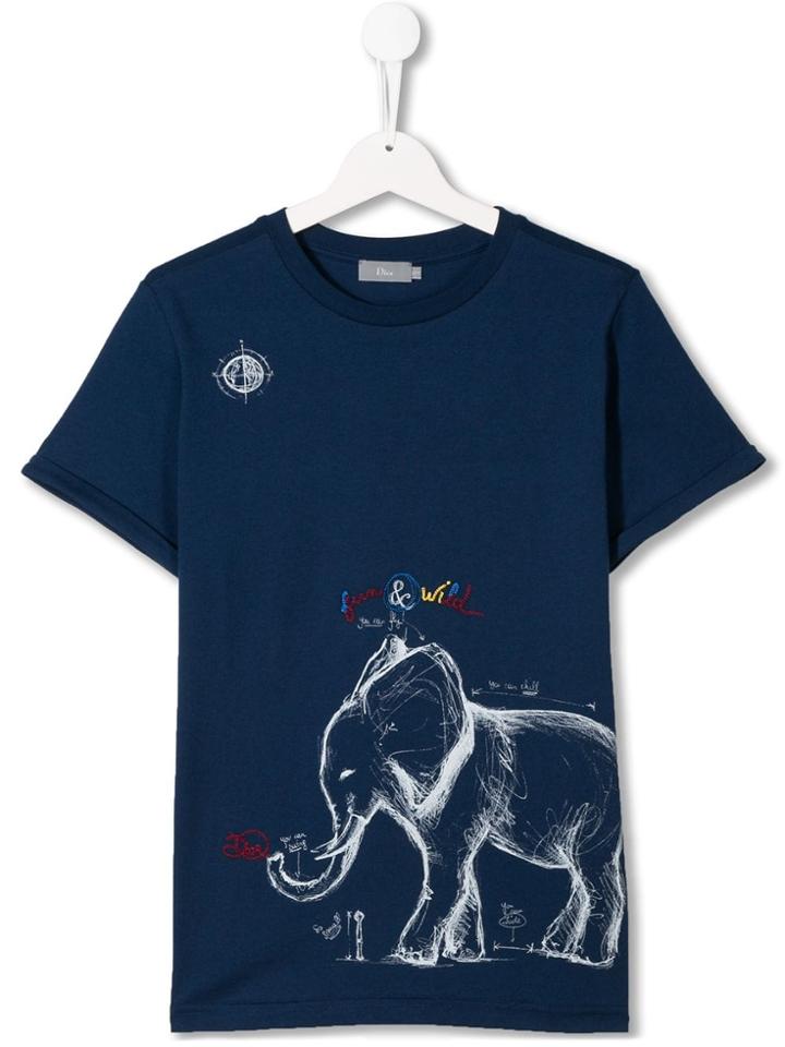 Baby Dior Elephant Sketch Design T-shirt - Blue