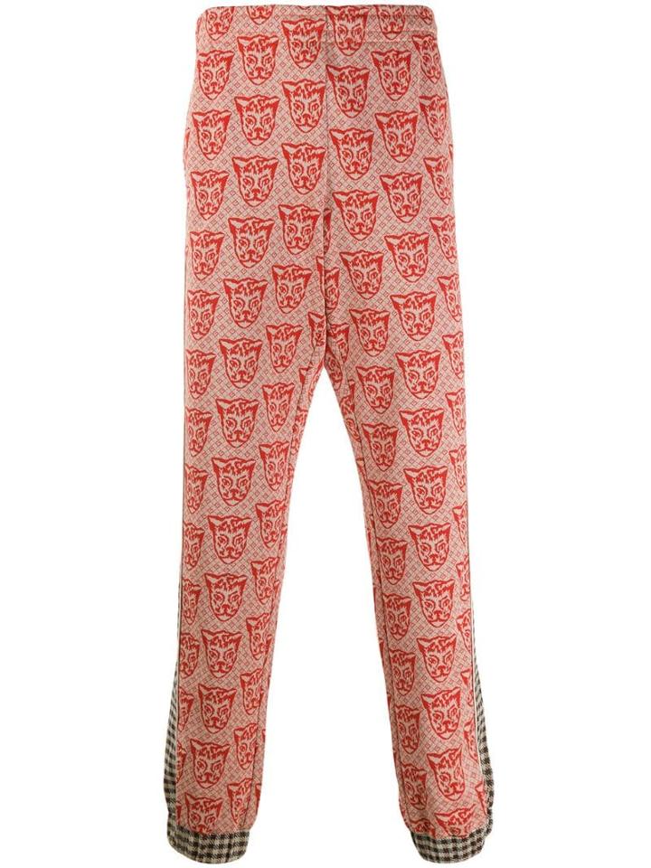 Gucci Jacquard Tiger Side Panelled Trousers - Orange