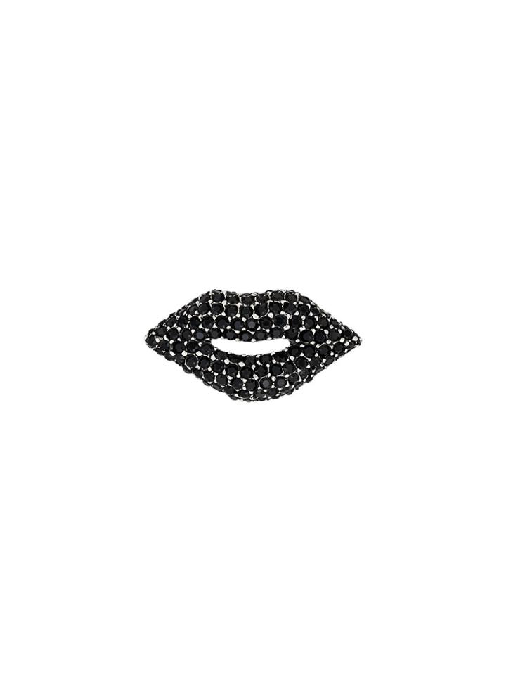 Sonia Rykiel Embellished Lip Brooch - Black